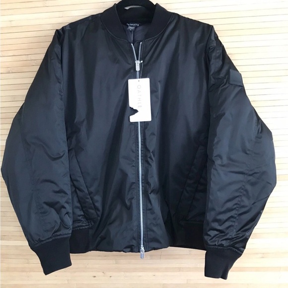 Women’s Sateen Black Bomber Jacket NWT Large - Picture 2 of 8